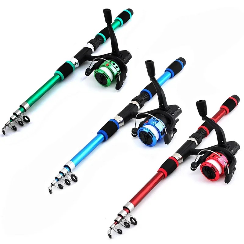 Fishing Equipment Online - Angelruten-Set Komplettset mit Teleskop-Angelrute und Spinnrolle,