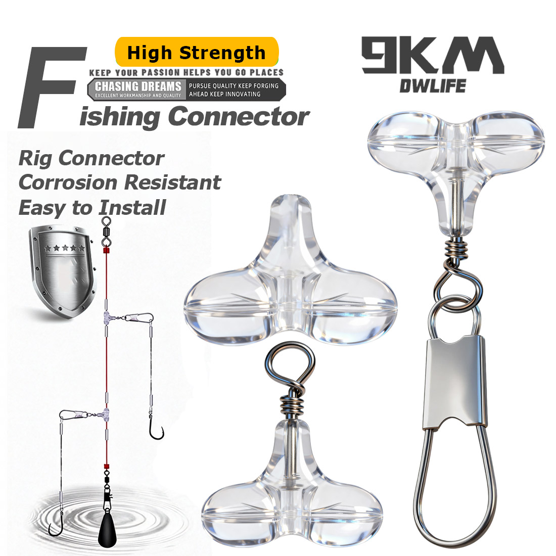 Fishing Equipment Tackle - 9 km T-förmige Angel-Kreuzperlen mit Druckknopf,