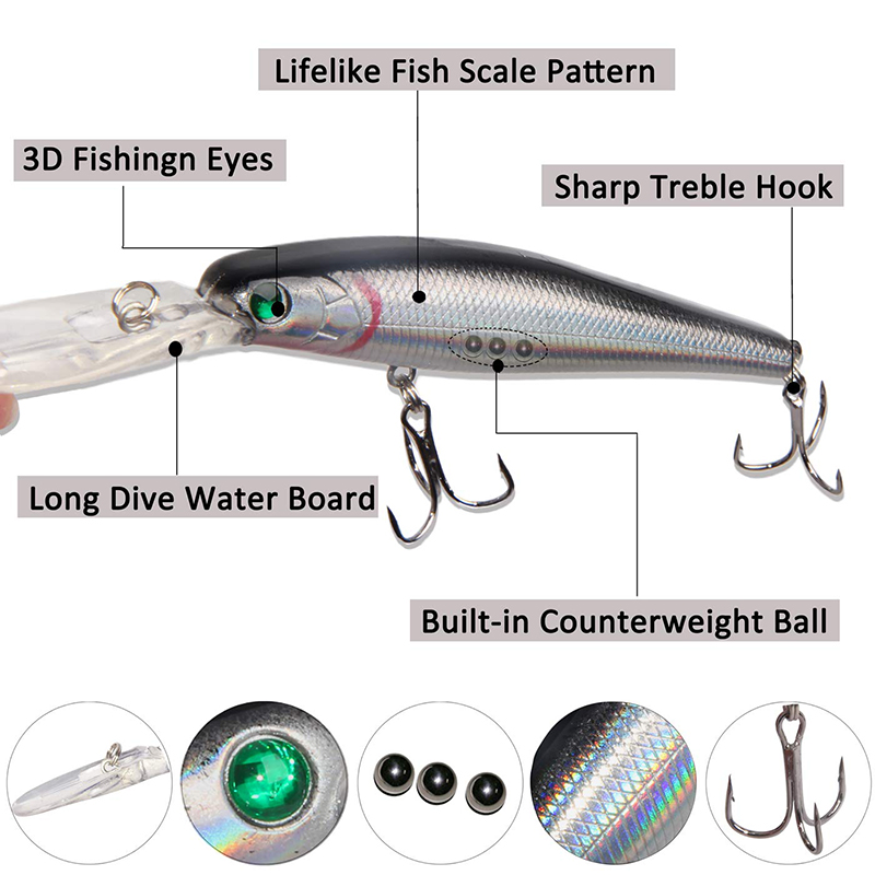 10PCS Minnow Angeln Locken 13, – Fishing Equipment Shop Bewertung und Preis
