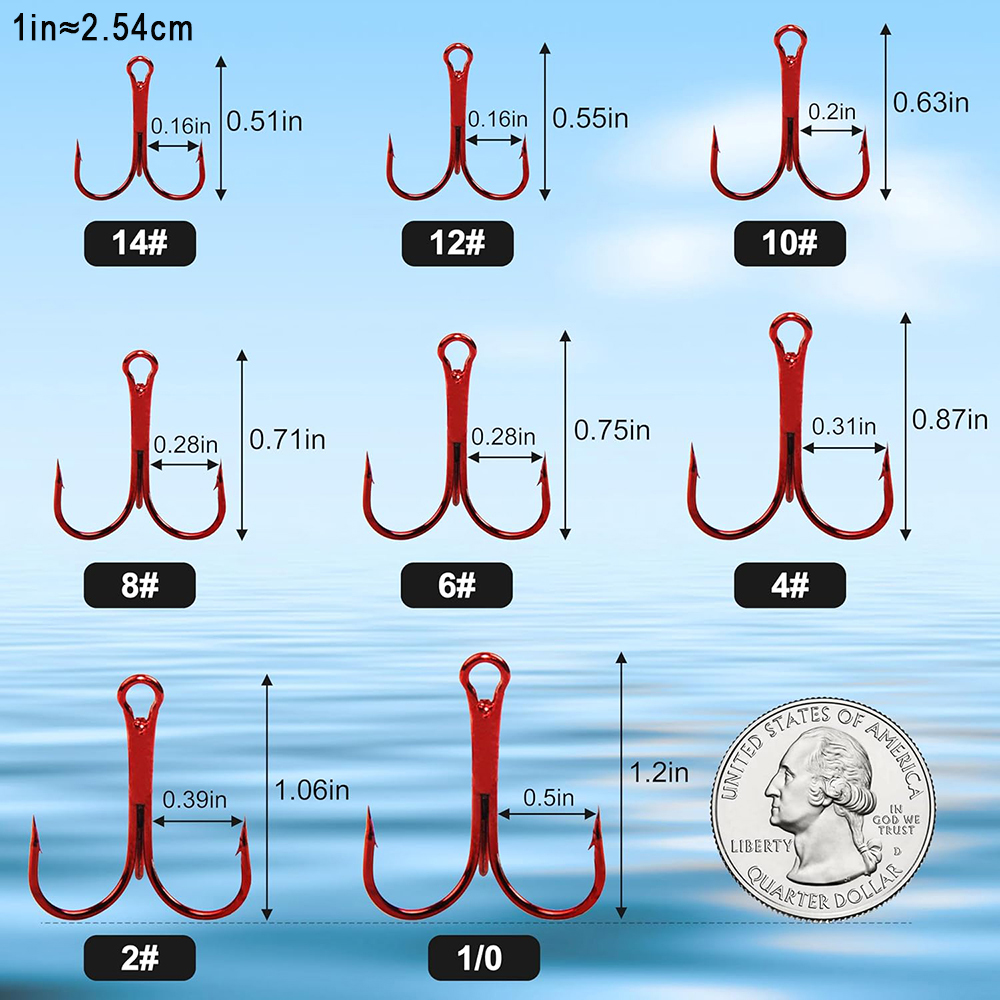 200 Stück rote Dreifach-Angelh – Fishing Equipment Shop Bewertung und Preis