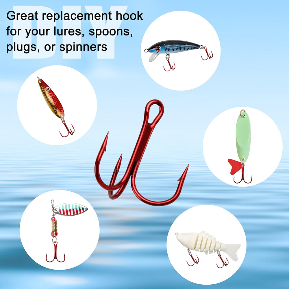 200 Stück rote Dreifach-Angelh – Fishing Equipment Shop Bewertung und Preis
