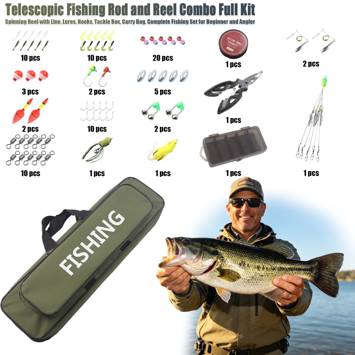 86-teiliges Teleskop-Angelrute – Fishing Equipment Online Bewertung und Preis